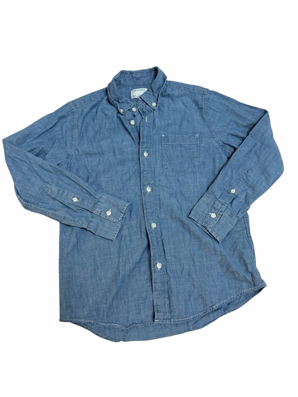 J.Crew Crewcuts Boys Blue Chambray Button Down Shirt Size 10 Cotton